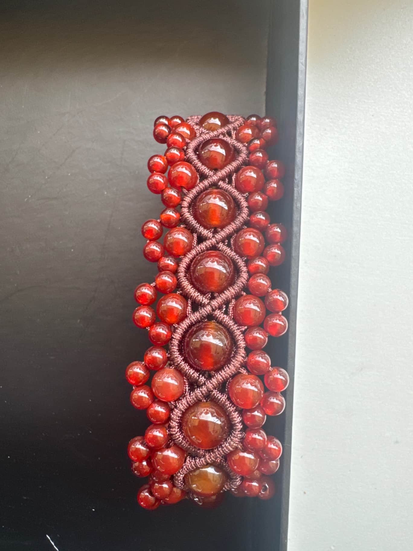 手工編織紅瑪瑙手鍊 單件