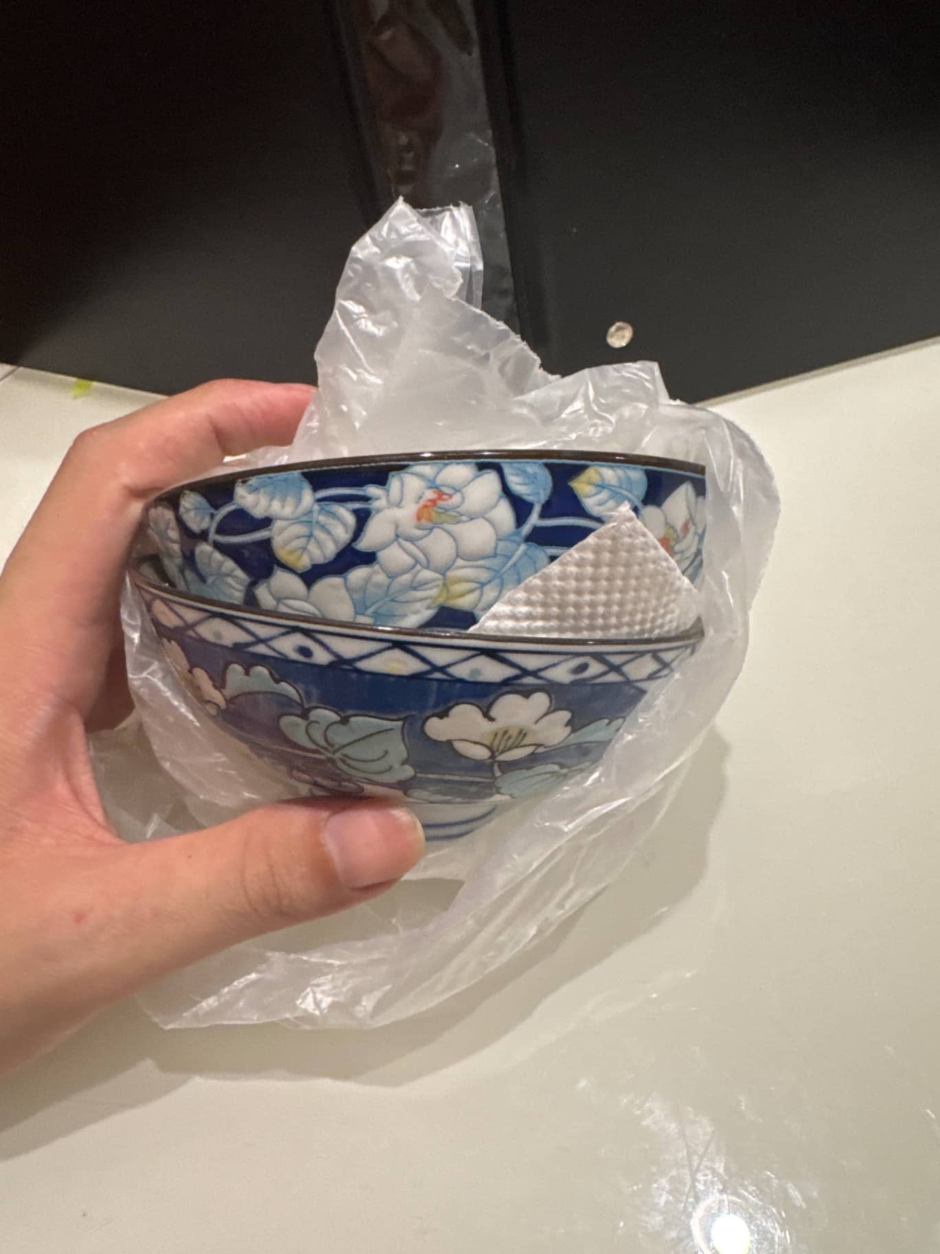 日式青花瓷花卉飯碗 2入組