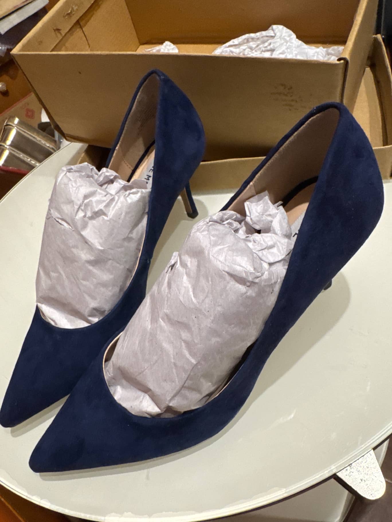 Steve Madden 深藍色麂皮尖頭高跟鞋