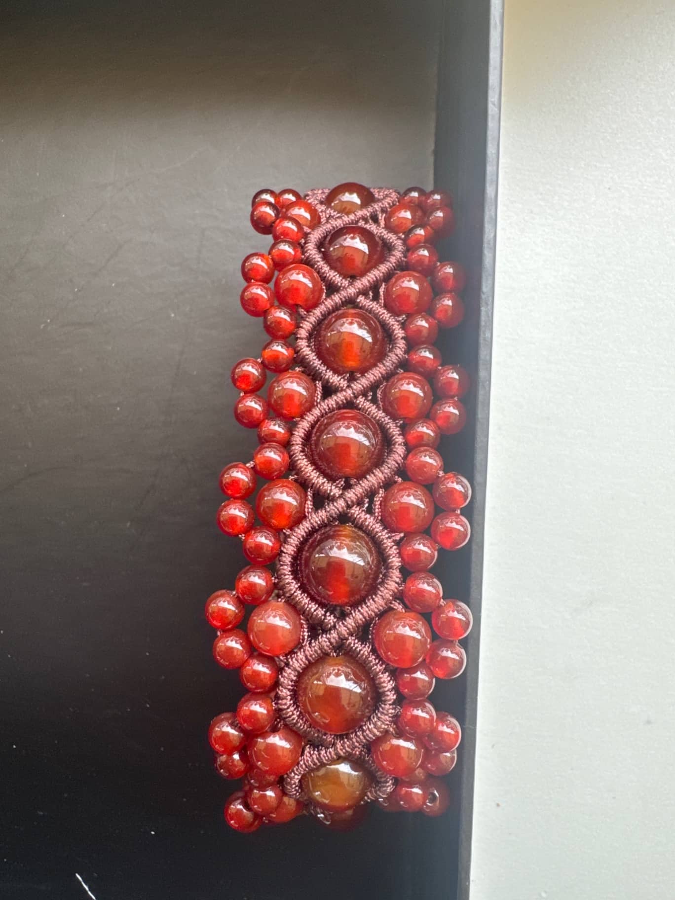 手工編織紅瑪瑙手鍊 單件